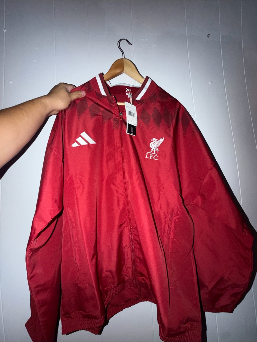 Men adidas Red Liverpool FC Windbreaker Jacket Size L